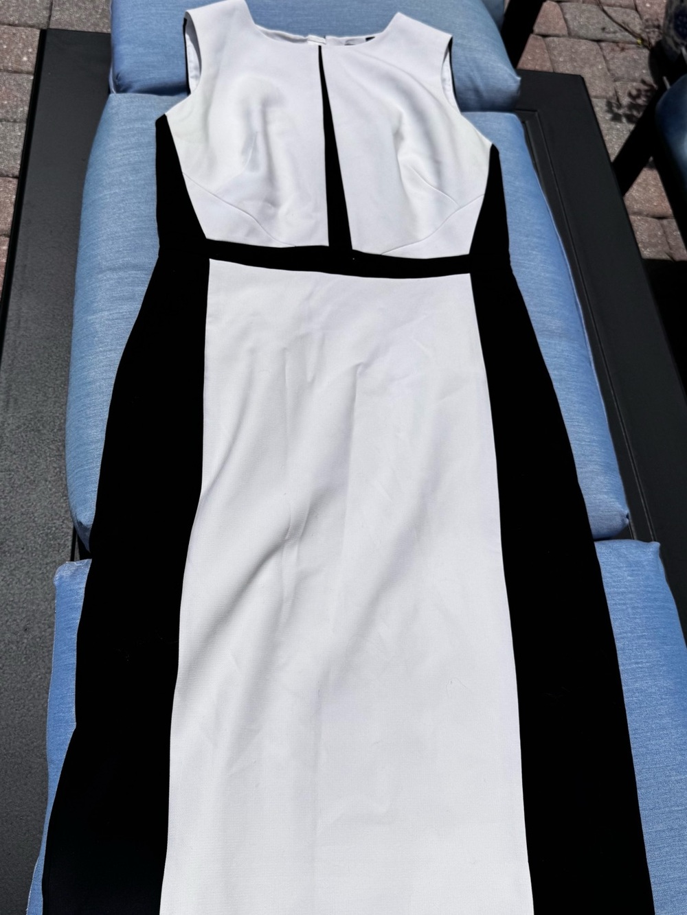 White House Black Market Black & White Colorblock Midi Dress